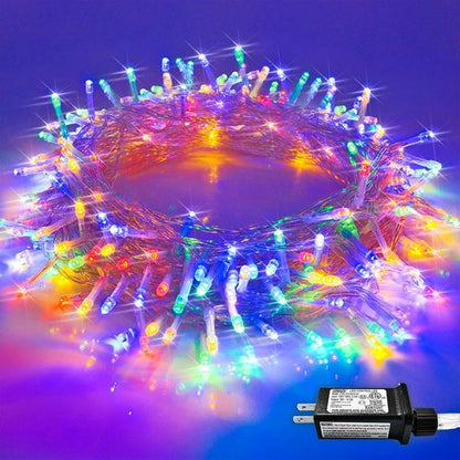 JMEXSUSS 100 LED Multicolor Christmas Lights - 8 Modes, 33ft Clear Wire for Indoor/Outdoor Use