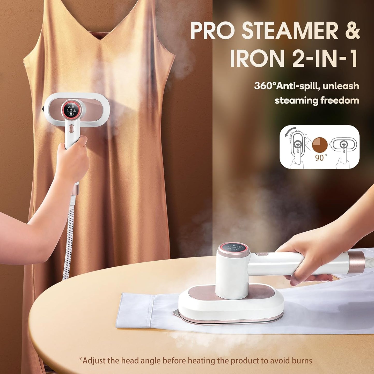 Newbealer 2-in-1 Pro Steam Station Iron - 1550W Turbocharged Steam, 30s Heat-Up, 1.2L Tank