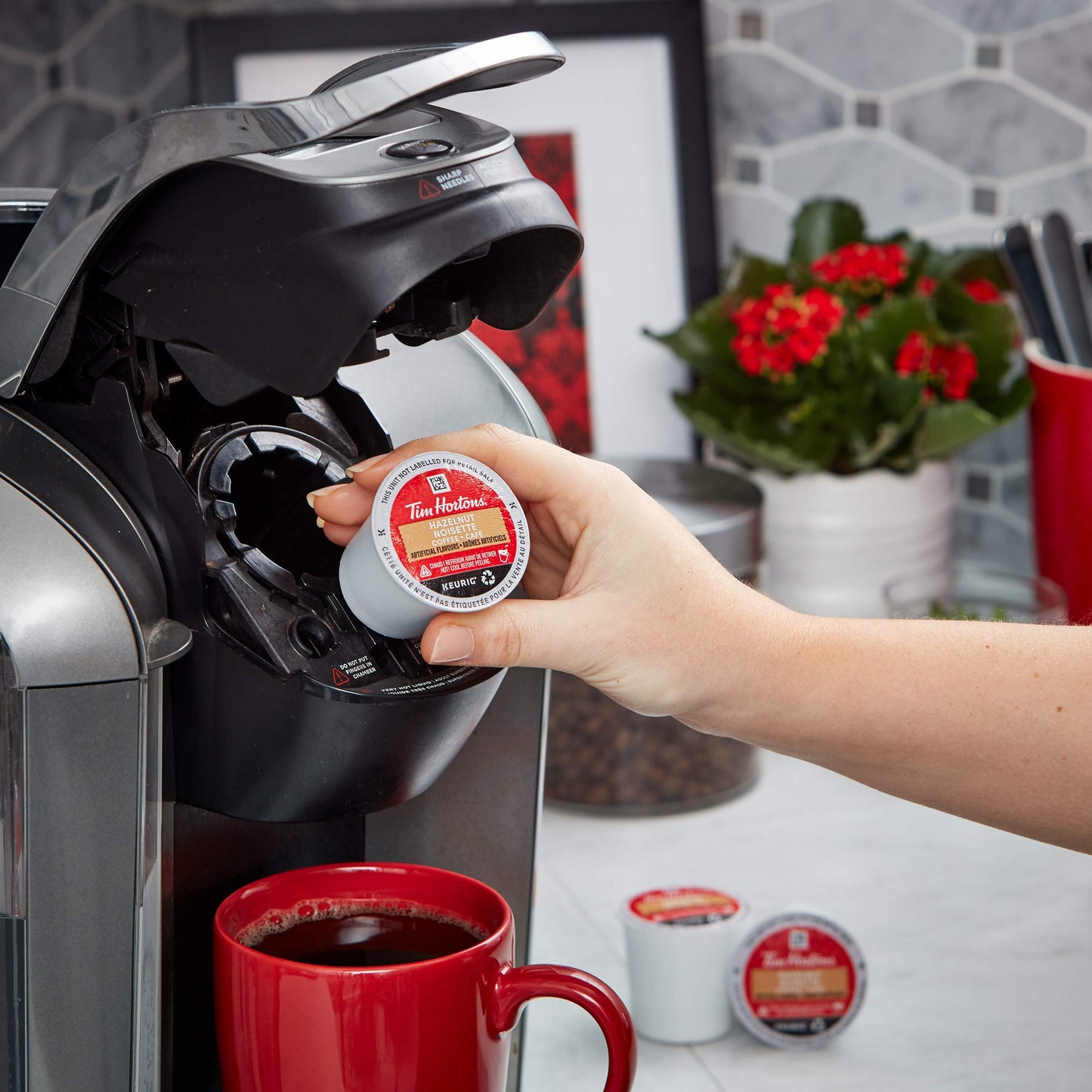 Tim Hortons Hazelnut Light Medium Roast Coffee, Keurig K-cup compatible pods, 120g, 12 pods {Imported from Canada}