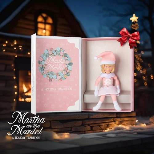 Martha Stewart 12” Plush Collectible Christmas Figurines - Festive Mantle Decor for 2025