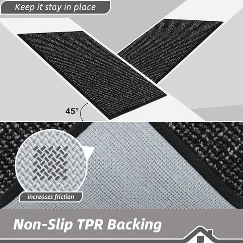 BEQHAUSE Dirt Trapper Door Mat 32" x 48", Non-Slip Washable Doormats Entrance Mat, Dirt Resistant and Absorbent Welcome Mat, Low Profile Floor Mats for Front Back Door and Entryway, Black