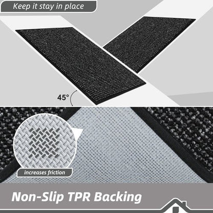 BEQHAUSE Dirt Trapper Door Mat 32" x 48", Non-Slip Washable Doormats Entrance Mat, Dirt Resistant and Absorbent Welcome Mat, Low Profile Floor Mats for Front Back Door and Entryway, Black