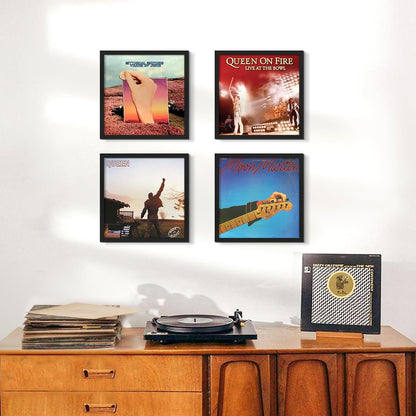 Upsimples 12.5x12.5 Vinyl Record Frame - Stylish Wall Display for 12-Inch Album Covers | Black, 4 Pack