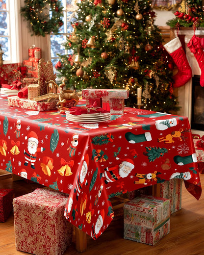 Pureegg Disposable Tablecloths - 10 Pack, 54 x 108 Inch, Sturdy & Leakproof for Christmas Parties - Red