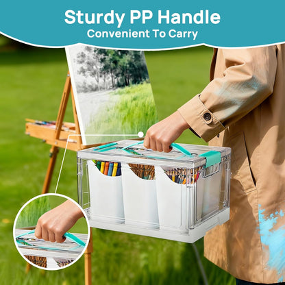 Vtopmart 24 QT Clear Plastic Craft Organizer - 6 Detachable Inserts for Art Supplies & Tools