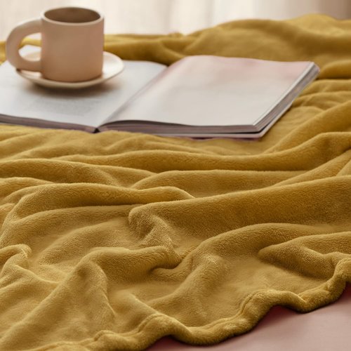 Bedsure GentleSoft Fleece Blanket - King Size Gold Yellow, Soft & Lightweight Plush Microfiber, 108x90 Inches