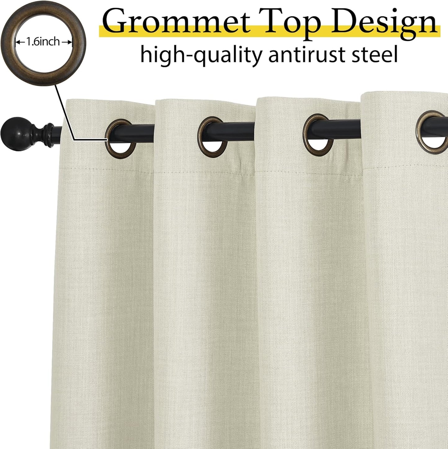 NICETOWN Natural Linen Room Darkening Curtain Valances - Thermal Insulated Short Curtains, W52 x L30, Set of 2
