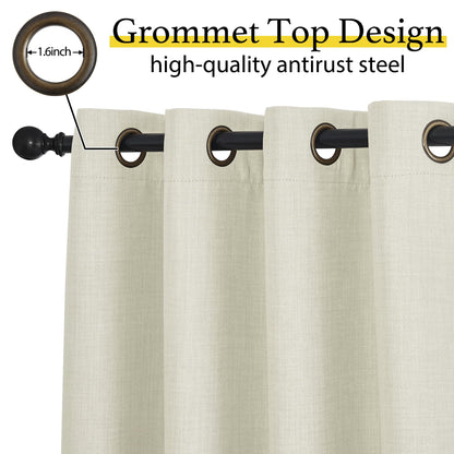 NICETOWN 30 Inch Length Curtain Valances, 2 Panels Blackout Thermal Insulating Small Half Curtain Tiers for Kitchen with Top Grommet, Window Covering for Bathroom (Natural, 34 x 30 Inch Length)
