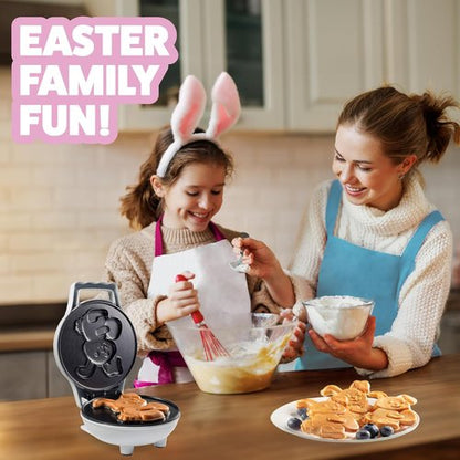Easter Bunny Mini Waffle Maker - Create Fun Animal-Shaped Waffles & Pancakes | 4-Inch Waffler Iron for Kids & Adults