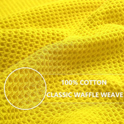 Homaxy 100% Cotton Waffle Weave Dish Cloths - Ultra Soft & Absorbent Quick Drying Towels | 12x12 Inches, 8-Pack, Yellow