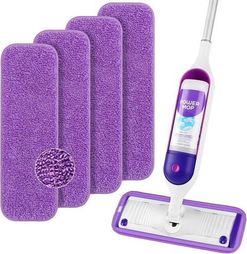 HOMEXCEL Microfiber Mop Pads - Reusable PowerMop Refills for 13''-15'' Spray Mops | Machine Washable, Pack of 4