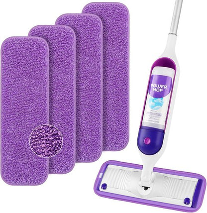 HOMEXCEL Microfiber Mop Pads - Reusable PowerMop Refills for 13''-15'' Spray Mops | Machine Washable, Pack of 4