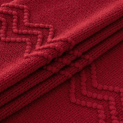 Variation of THIS listing: MIULEE Burgundy 60" x 80" Knitted Boho Throw Blanket for Couch