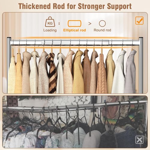 EAGMAK Heavy Duty Clothes Rack - 420 LBS Capacity | Rolling Garment Rack with Lockable Wheels & Shelves (Silver)