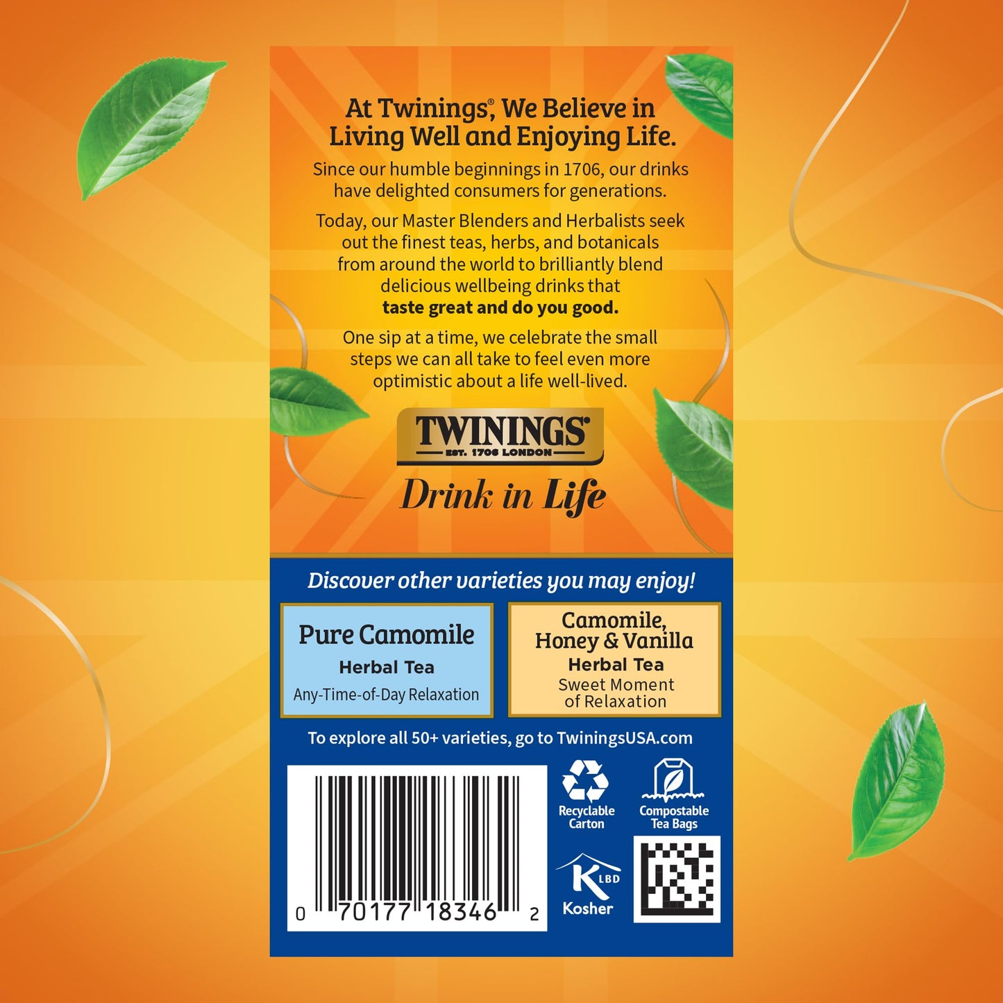 Twinings Nightly Calm Herbal Tea Individually Wrapped Bags, 20 Count (Pack of 1), Spearmint & Lemongrass, Naturally Caffeine-Free, Enjoy Hot or Iced, 20 Teabags