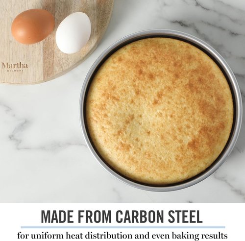 Martha Stewart Gallen 8-Inch Round Nonstick Carbon Steel Cake Pan - Durable Bakeware for Cakes & Pies