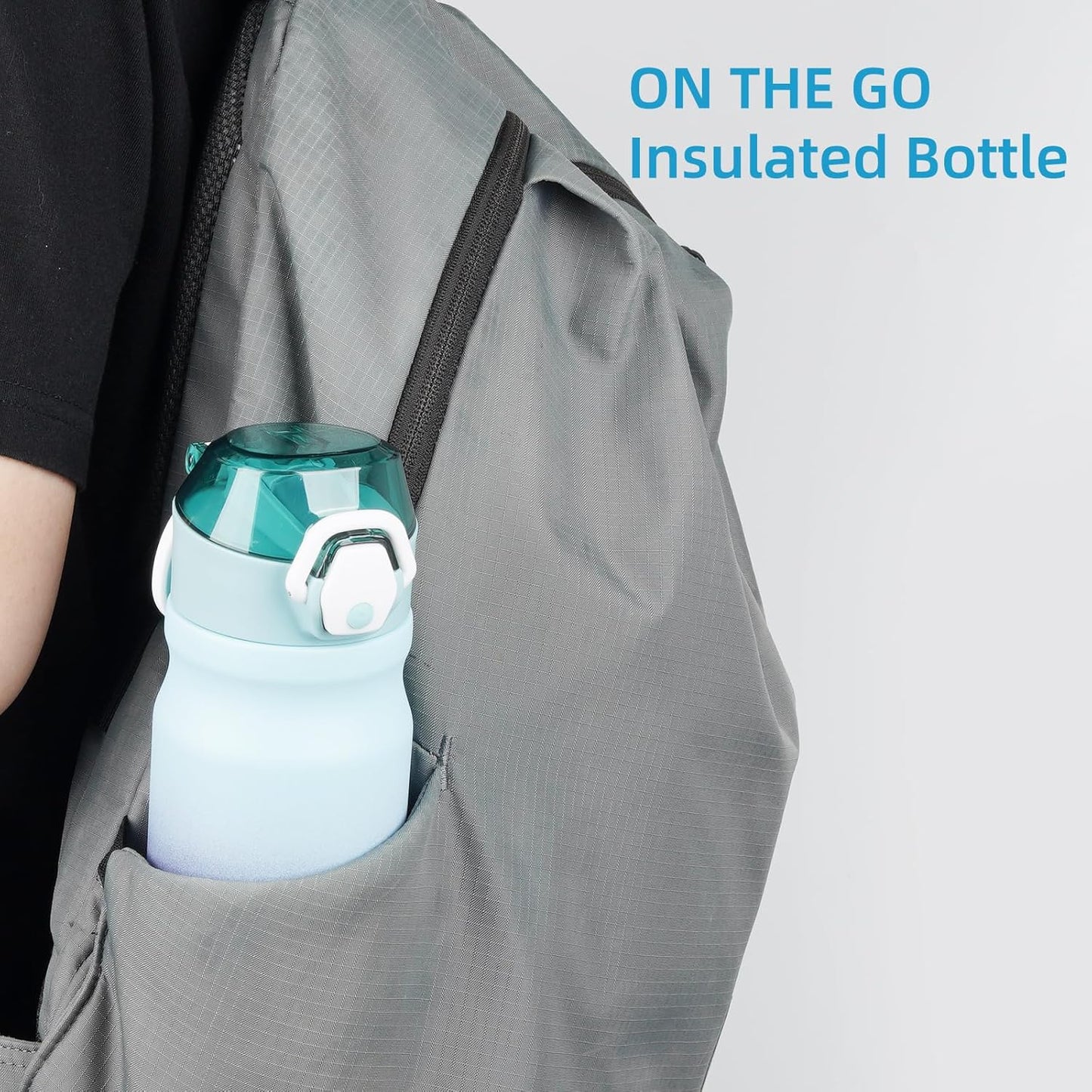 Skiennix Insulated Water Bottle - 18 Oz Stainless Steel Flask with Straw & Carry Loop | Ocean Dream