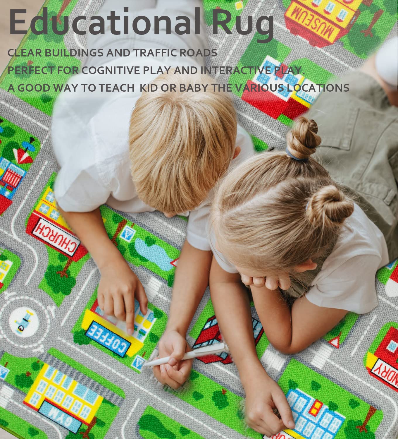 Yincimar Kids Carpet Playmat Car Play Rug City Life Traffic Road Kids Rug 5' x 6'6" Large Children Educational & Game Area Rug for Toddler Boys Bedroom Playroom Classroom