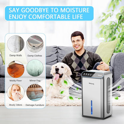 Skiennix Dehumidifier - Quiet 1000 Sq.Ft. Home Unit with Auto Shut Off & Aromatherapy | 7-Color LED Light