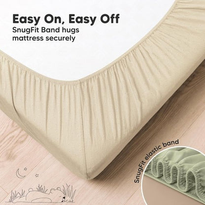 KeaBabies Fitted Crib Sheets - Soft Bamboo Viscose Cotton, 2-Pack, 52x28, Gender Neutral (Avocado)