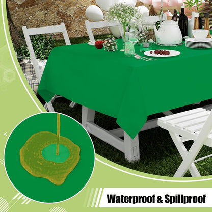 Smiry Disposable Tablecloths - 54 x 108 Inch Waterproof Plastic Covers | Green Decorative 3-Pack for Parties & Picnics