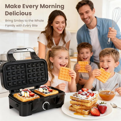 Skiennix Waffle Maker - 3-in-1 Nonstick Sandwich, Waffle & Pancake Maker with Removable Plates | 5-Level Browning Control