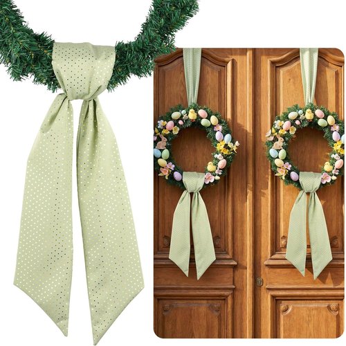 Green Gold Glitter Wreath Sash - 54 Inch for Christmas & Year-Round Decor | 2 Pack