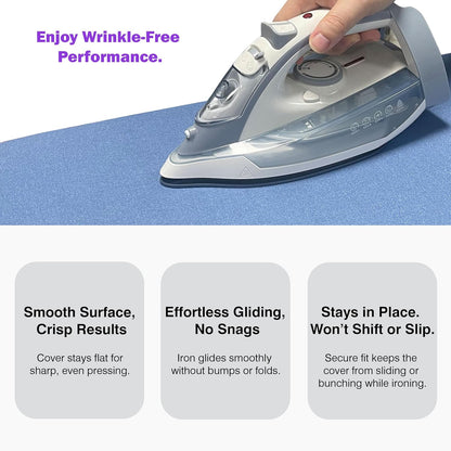 Skiennix Ironing Board Cover & Pad - Extra Thick Natural Cotton, Scorch Resistant, 18x49" Heatproof Blue