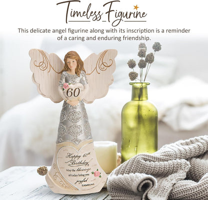 Pavilion Elements | Guardian Angel Figurine - 60th Birthday Blessings Display - 6" Collectible