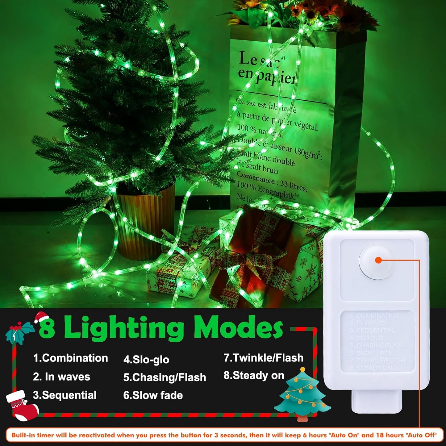 Skiennix 100ft LED Rope Lights - Waterproof, Connectable & Flexible Tube Lighting | 720 LEDs for Indoor/Outdoor Use