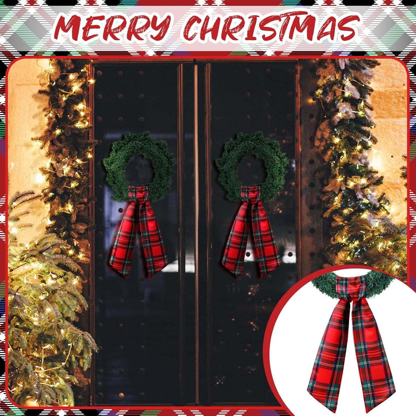 VitalCozy Christmas Wreath Sash - Satin Monogram Ribbon for Indoor/Outdoor Decor | Holiday Garland Accessory
