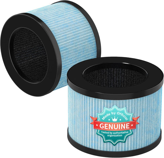 VOOPNU 2-Pack JH12 Replacement Filters - 4-Stage High Efficiency & Activated Carbon for Pet Hair, Smoke, and Pollutants - Standard Version, Blue