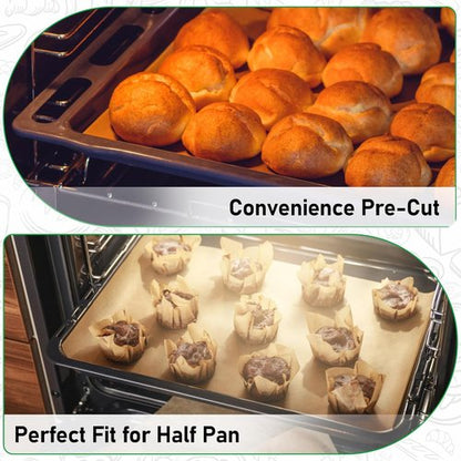 EcoDispose Non-Stick Parchment Paper Baking Sheets - Half Pan Liners, Unbleached, 12-3/16" x 16-3/8", 500 PCS