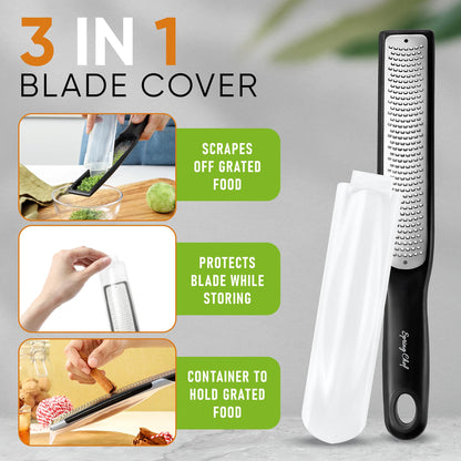 Spring Chef Heavy Duty Can Opener with Soft Grip Handles & Stainless Steel Lemon Zester, Fine Shred - 2 Product Bundle - Black