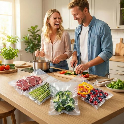 FUNFERY Vacuum Sealer Bags - 200 Precut Quart 8" x 12" | BPA-Free Airtight Food Storage for Meal Prep & Sous Vide