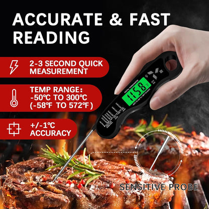 Skiennix Digital Meat Thermometer - IP67 Waterproof with Backlight & Calibration | Perfect for Cooking & Grilling