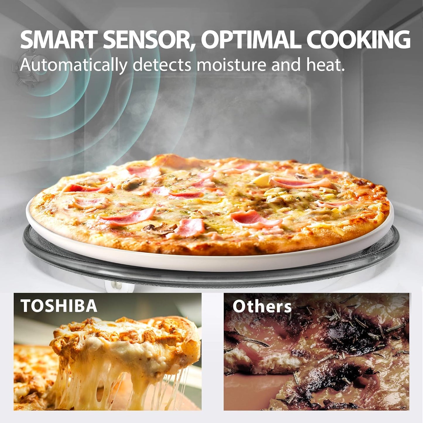 TOSHIBA Smart Countertop Microwave - 1100W, 1.3 Cu Ft, Alexa Compatible, Sensor Reheat, Stainless Steel
