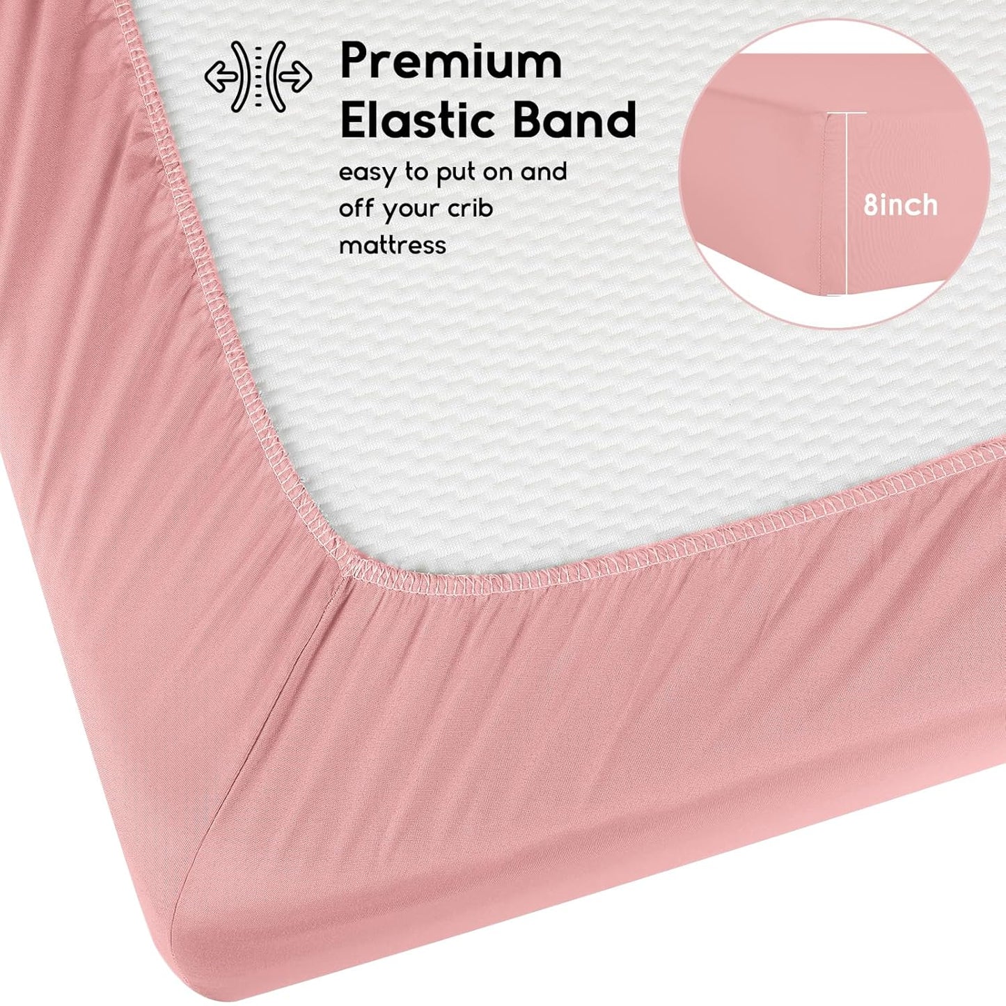Yoofoss Fitted Baby Crib Sheets - Super Soft Microfiber 2-Pack for Standard Crib & Toddler Mattress | Pink & Love 28x52x8in