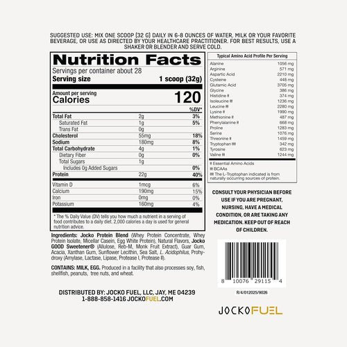 Jocko Fuel Whey Protein Powder - Vanilla Milkshake Flavor | 22g Protein, Probiotics & Amino Acids, 28 Servings