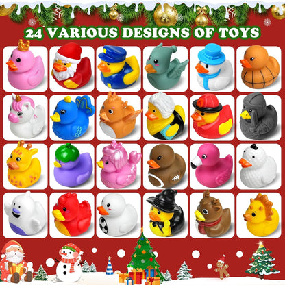 Rubber Duck Advent Calendar 2025 - 24 Days of Fun Countdown Toys for Kids | Perfect Christmas Party Favors