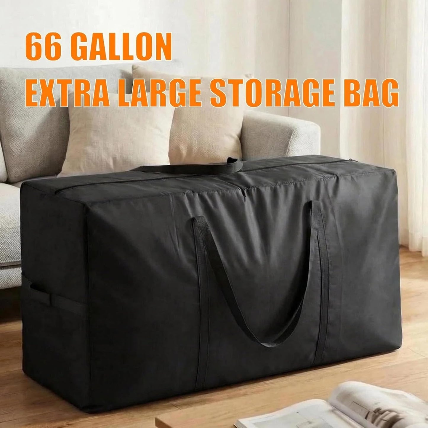 XXL Storage Bags by [Brand Name] - 66 Gallon Extra Large Totes with Zippers & Side Handles | Black