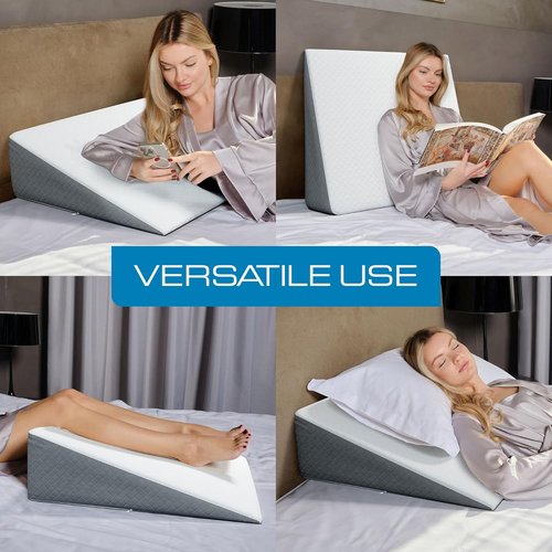 Kolbs Extra Wide Bed Wedge Pillow - Sleep Apnea & Acid Reflux Relief with Chic Jacquard Cover | 7.5" Height