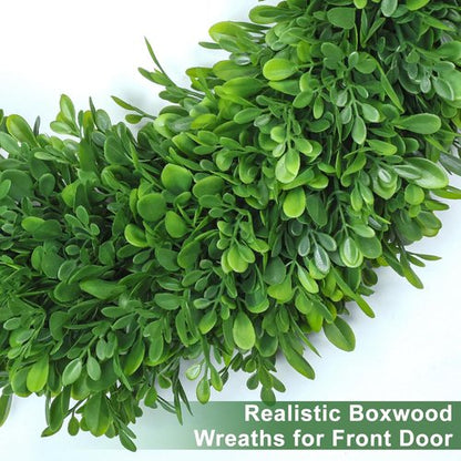 LZNPA Boxwood Wreath - Realistic 22-Inch Spring Decor for Front Door | All-Season Green Wreath for Home