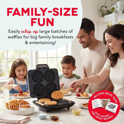 Dash Multi Mini Waffle Maker - Makes Four Delicious Waffles at Once - Dual Nonstick Plates & Easy Release - Compact Graphite Design
