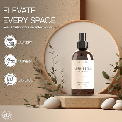 Muse Apothecary Flush Ritual - Aromatic Toilet Spray with Natural Essential Oils | Coconut & Sandalwood, 4 oz