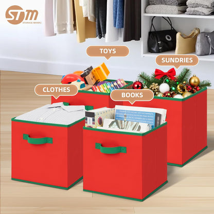 Storage Maniac Storage Cubes - 11-Inch Durable 6-Pack Fabric Bins for Closet & Toy Organization | Red