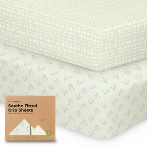 KeaBabies Organic Crib Sheets - 2-Pack Fitted Jersey Cotton for Baby Bed | Soft, Breathable, Neutral Prints (Fleur)