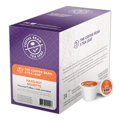 Coffee Bean and Tea Leaf Flavored Coffee Pods, Hazelnut Coffee, Single Serve Coffee for all Keurig K Cups Brewers, Hot or Iced Coffee, Coffee in Recyclable Pods, 24 Count