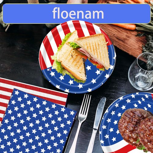 American Flag Party Supplies - Patriotic Paper Plates & Napkins Set for 25 Guests | 4th of July Decor