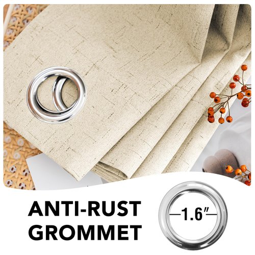 H.VERSAILTEX 100% Blackout Curtains for Bedroom Thermal Insulated Linen Textured Curtains Heat and Full Light Blocking Drapes Living Room Curtains 2 Panel Sets, Bleached Sand, 52x45 Inch